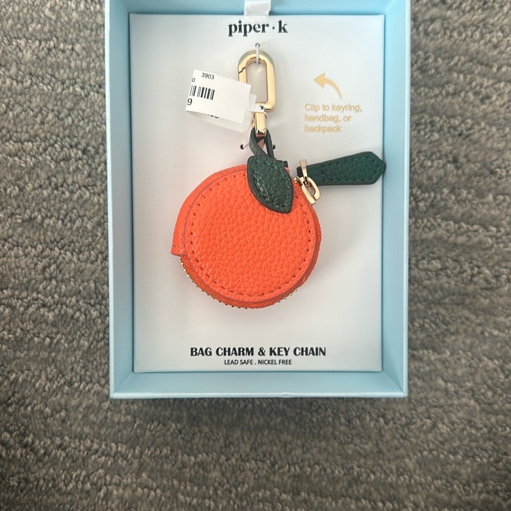 Piper K Orange Keychain Bag Charm